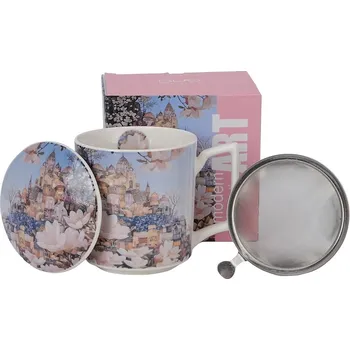 Porcelánový hrnek CITY OF MAGNOLIAS 450 ml se sítkem vícebarevný