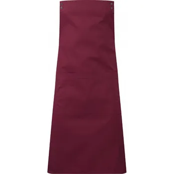 Kuchyňská zástěra Premier Workwear Zástěra s laclem bez zavazování pro gastro a obsluhu s držákem utěrky a střední kapsou Barva: Vínová, Velikost: 70 x 86 cm PW190
