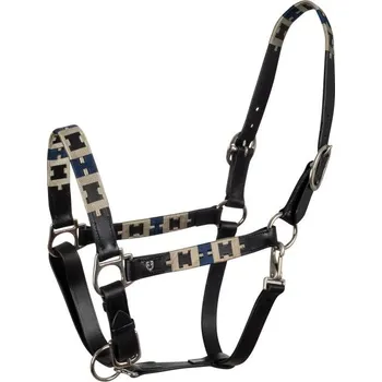 Kožená ohlávka Equestro Geometric Černá COB