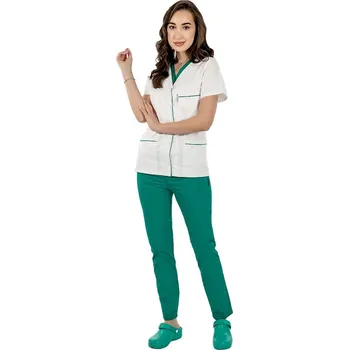 Zdravotnický oděv Zdravotnický set - bílý/zelený - dámský | drinuniforma.cz