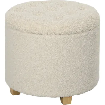 HOMCOM Lavice s úložným prostorem, čalouněná lavice s víkem, lavice na spaní s kašmírovým vzhledem, do předsíně ložnice obývacího pokoje, dřevěný rám Ø45 x 41 cm krémově bílá