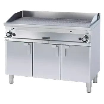 Kuchyňský gril Grilovací deska 116x51 plynová chromovaná rýhovaná s podestavbou | RM - FTR-712GS