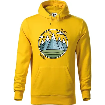 Pánská mikina DOBRÝ TRIKO Pánská mikina s potiskem Horal jméno Velikost pánské mikiny: M, Barva: Žlutá