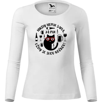Dámské tričko DOBRÝ TRIKO Dámské bavlněné triko Nepiji sama Velikost: 3XL, Barva: Bílá