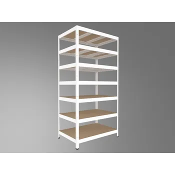 regál Regál do domácnosti Biedrax 45 x 90 x 270 cm, bílý, 7 polic MDF, nosnost 300 kg na polici