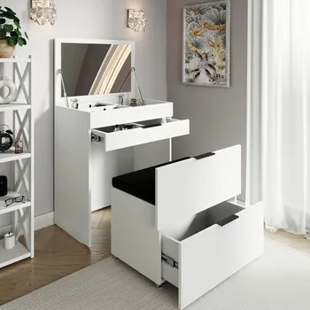 Toaletní stolek ROULA toaletní stolek 2v1, bílá Nymphea Alba