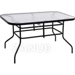 Zahradní stolek 140x80x70cm - kov + sklo, černý