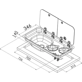 Vařič Carbest Kombinace vařič/dřez Carbest Dřez vpravo