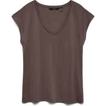 Vero Moda basic triko Filli s výstřihem do V hnědé Velikost: XXL