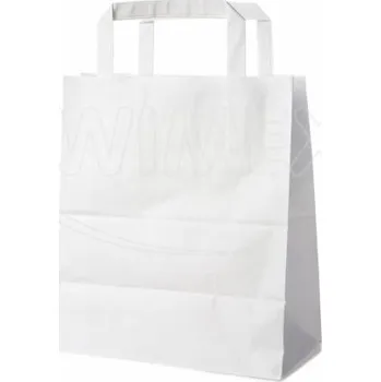 Jednorázové nádobí Papírová taška bílá 18+8 x 22 cm [50 ks]