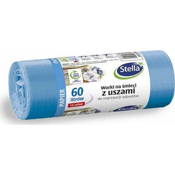Odpadkový koš Stella STELLA pytle s uchy, na třídění papírového odpadu, 60 l, 14 ks., modrá, modrá