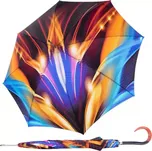 DOPPLER MANUFAKTUR Elegance Boheme Flame - dámský luxusní deštník s abstraktním potiskem plamenů modrá 12019-106-20