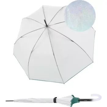 Deštník Knirps C.760 Stick Transparent Stardust Agave - průhledný dámský holový deštník transparentní 9687608811