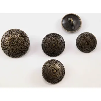 Knoflík Luxusní kovový knoflík s ražbou - krajkový vzor - matný - staromosaz - průměr 2 cm