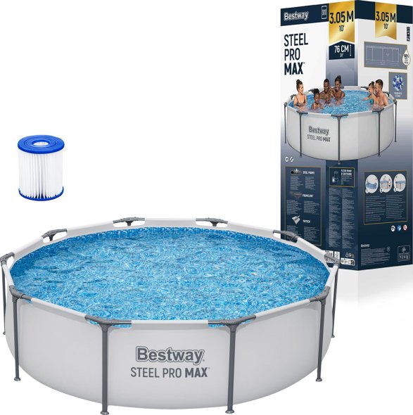 BESTWAY 56408 - Bazén s konstrukcí Steel Pro MAX™ 305 x 76 cm + kartušová filtrací