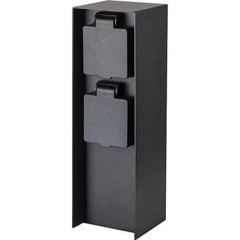 Elektrická zásuvka SOLIGHT PG12B zahradní sloupek z hliníku IP44, 2 zásuvky, černý