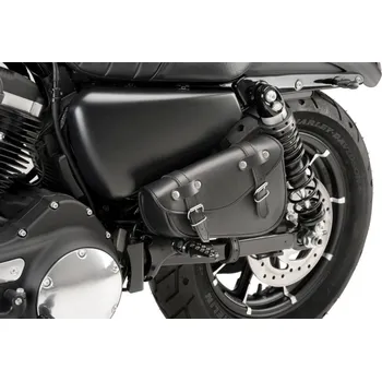 Zavazadlo na motocykl Kožená sedlová brašna CUSTOMACCES DETROIT AP0003N černý levý pro HONDA CMX 500 Rebel