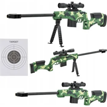 Dětská zbraň Odstřelovací Puška Maskáčový ASG s laserem a dalekohledem, přesným a bezpečným pružinovým puška