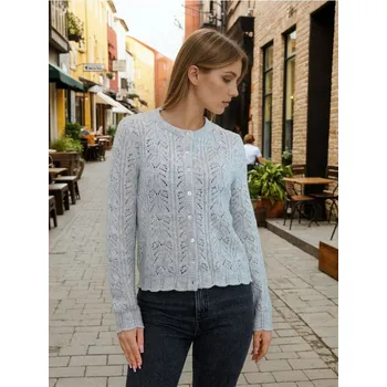 Dámský svetr Sinsay - Ažurový kardigan - šedá - 546GZ-09M - 546GZ-09M-XXL