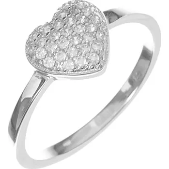 Prsten Argento 72508 Stříbrný prsten - srdíčko, čiré kulaté zirkony | Velikost prstenu: 58mm