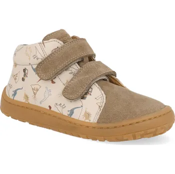 Dívčí obuv Barefoot dětské kotníkové boty Froddo - First step Beige dinosauři béžové Velikost: 26