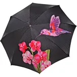 DOPPLER MANUFAKTUR Elegance Boheme Paradiso - dámský luxusní deštník s potiskem kolibřík fialová 12019-102-63