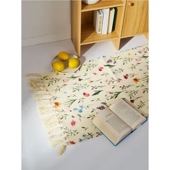 Koberec Sinsay - Koberec s květinovým vzorem a třásněmi - krémová - 016IB-01P - 016IB-01P-ONE