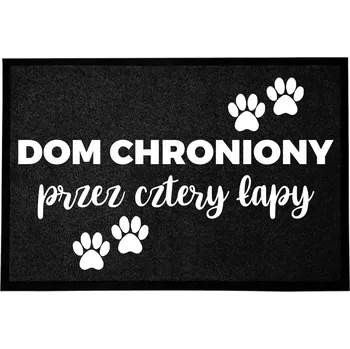 Rohožka VSTUPNÍ ROHOŽKA 40X60 ČERNÁ S VTIPNÝM NÁPISEM - OCHRÁNĚNÝ DŮM