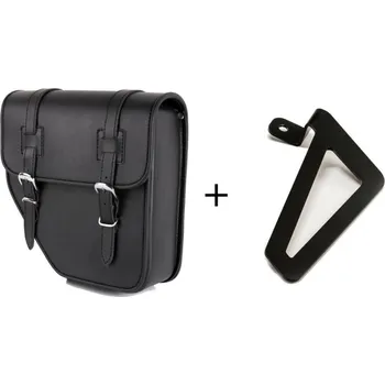 Zavazadlo na motocykl Kožená sedlová brašna CUSTOMACCES IBIZA APM002N černý left, with universal support pro HONDA CMX 500 Rebel