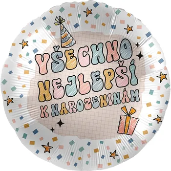 Balónek Premioloon Balonek fóliový Všechno nejlepší k narozeninám, 43 cm