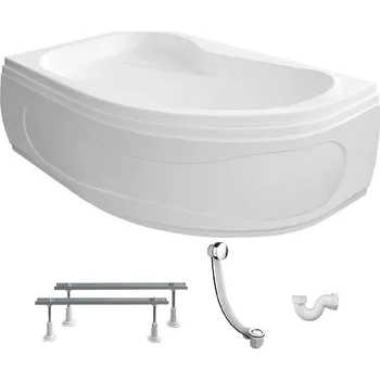 WC sada Aqualine Cidlina Set vany 150x105cm, levá, s podporami a panelem + dárek, SET G3618