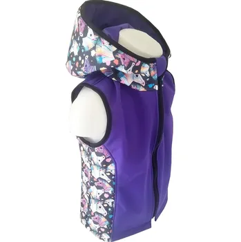 Chlapecká vesta AKCE Softshellová vesta s kapucí, ZEBRY, levandulová, vel. 98 (Celoroční dětská softshellová vesta pro chytré vrstvení)