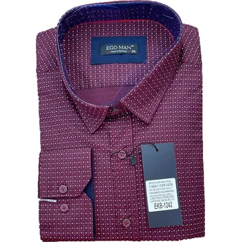 Pánská košile EGO MAN košile pánská EKB-1242 regular fit nadměrná velikost 5XL bordó