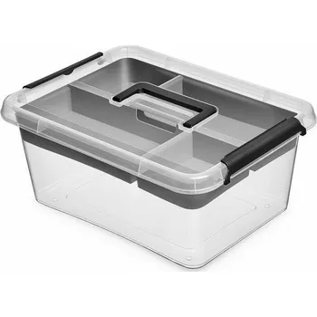 Dóza na potraviny ORPLAST Dóza s víkem a 4 přihrádkovým organizérem s rukojetí SimpleStore 12,5 l