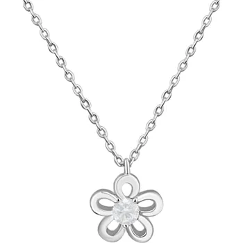 Náhrdelník Moonlit Dětský stříbrný náhrdelník kytička se zirkonem