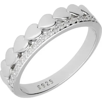 Prsten Argento 73005 Stříbrný prsten - srdíčko, čiré kulaté zirkony | Velikost prstenu: 57mm