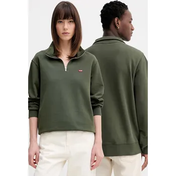 Pánská mikina Bavlněná mikina Levi's LSE_ORIGINAL HM 1/4 ZIP 001B9 zelená 78X, vel. XXL