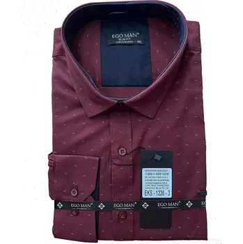 Pánská košile EGO MAN košile pánská EKS-1226-3 slim fit dlouhý rukáv L bordó