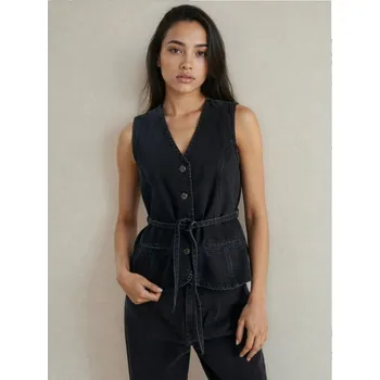 Sinsay - Džínová vesta s páskem - černá - 521GY-99J - 521GY-99J-S