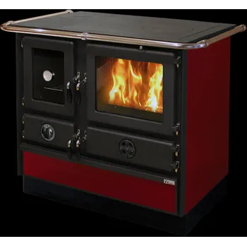 Sporák na tuhá paliva Sporák MBS SD SUPER THERMO MAGNUM s teplovodním výměníkem, bordo, levý