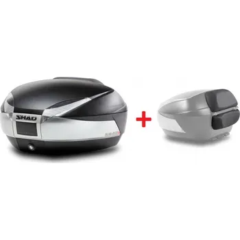 Zavazadlo na motocykl Vrchní kufr na motorku SHAD SH48 D0B48400+D0RI4800 nový titan se zámkem PREMIUM SMART a opěradlem pro YAMAHA Tracer 7