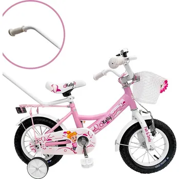 Dětské kolo Dětské kolo s pomocnými kolečky, vodicí tyčí, košíkem a zvonkem 12 – pro děti od 2,5 do 4 let