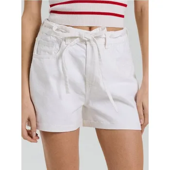 Dámské kraťasy Sinsay - Džínové paperbag šortky s páskem - bílá - 767DB-00J - 767DB-00J-38