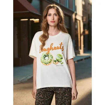 Oblečení a móda Sinsay - Bavlněné oversize tričko s potiskem - béžová - 234IN-02X - 234IN-02X-XS