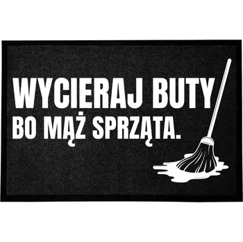 VCHODOVÁ ROHOŽKA 40X60CM ČERNÁ S VTIPNÝM MOTIVEM - MANŽEL UKLÍZÍ