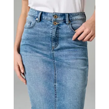 Dámská sukně Sinsay - Džínová sukně ke kolenům s rozparkem vzadu - modrá - 492GY-50J - 492GY-50J-40