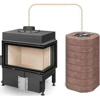 Krbová vložka Romotop DYNAMIC L 3G S 72.44.42.21M - rohová kamnová vložka s akumulačními prstenci MAMMOTH