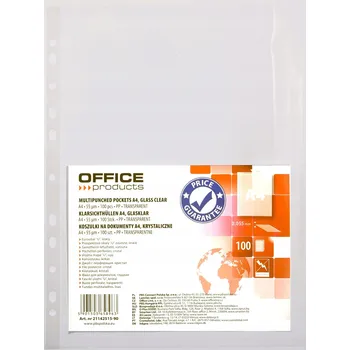 Obálky na dokumenty Office Products, PP, A4, křišťálově průhledné, 55 mikronů, 100 ks