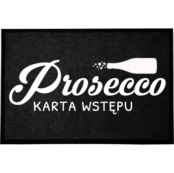VCHODOVÁ ROHOŽKA 40X60 ČERNÁ S VTIPNÝM MOTIVEM PROSECCO - VSTUPNÍ KARTA