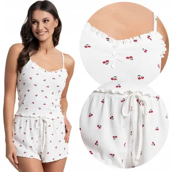 Dámské pyžamo MORAJ DÁMSKÉ PYŽAMO DVOUDÍLNÉ NA RAMÍNKA S TŘEŠNĚMI ŽENSKÉ S